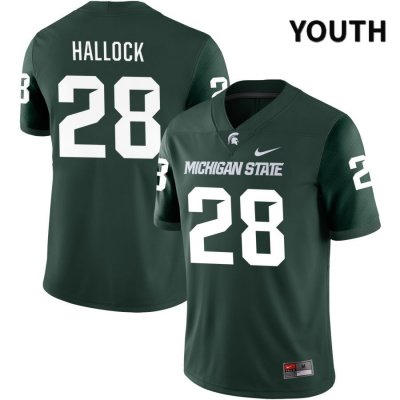 Youth Michigan State Spartans NCAA #28 Tate Hallock Green NIL 2022 Authentic Nike Stitched College Football Jersey PG32Y48LP